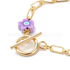 Браслеты из полимерной глины с цветочными звеньями ручной работы&nbsp;BJEW-JB06555