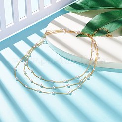 Collier triple couche perlé en plastique rond&nbsp;NJEW-JN03833