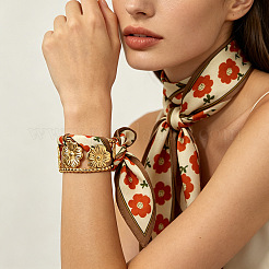 Bracelet manchette creux en acier inoxydable 304 à motif floral&nbsp;WG31ED2-01