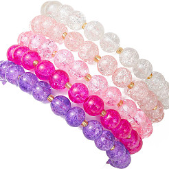 5 pulsera elástica de cuentas de vidrio craqueladas pintadas con aerosol de 5 colores para hombres y mujeres&nbsp;BJEW-MZ00203