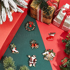 6 шт. 6 стиля рождественской тематики из золотого цинкового сплава со стразами броши&nbsp;JEWB-SP0001-08