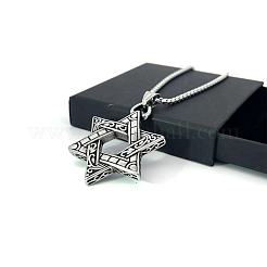 Ожерелья из нержавеющей стали с подвеской в виде звезды Давида в стиле хип-хопа для мужчин и женщин&nbsp;WQ5480