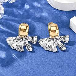 Двухцветные серьги-гвоздики из нержавеющей стали 304 для женщин&nbsp;LS-EJEW-A136-01C-GP