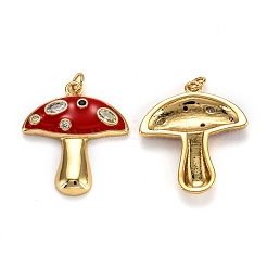 Pendenti con micro pavé di zirconi cubici in ottone placcato oro 18k a tema autunnale&nbsp;X-ZIRC-L100-019G-G
