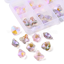 32 шт. 8 стильные гальванические стеклянные подвески с заостренным концом сзади&nbsp;EGLA-YW0001-40