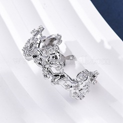 Латунные кольца-манжеты с микропаве и прозрачным цирконием для женщин RJEW-G345-02P