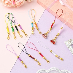 50 шт. 10-цветные ремешки для мобильных телефонов из сплава полиэстера&nbsp;AJEW-CJ0001-62