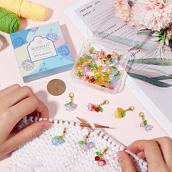 30 шт. маркер для фиксации стежков из цветочного стекла и натурального и окрашенного малайзийского нефрита&nbsp;HJEW-SC0001-77