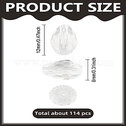 2 brin de perles de verre à facettes transparentes&nbsp;GLAA-LP0001-12