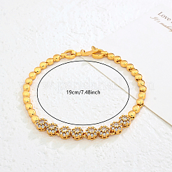 Латунные браслеты-цепочки с микропаве из прозрачных кубических цирконий для женщин&nbsp;HV4092