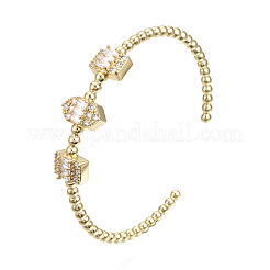 Браслет-манжета из блестящего кубического циркония с шариками из бисера для нее&nbsp;BJEW-N012-003-NF