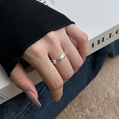 925 Sterlingsilber-Fingerring mit dreifachem Criss-Cross-Muster für Damen&nbsp;RJEW-M164-04