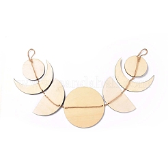 Decorazioni da parete sospese in legno con fasi lunari&nbsp;HJEW-XCP0001-14B