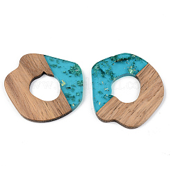 Pendentifs en résine transparente et bois de noyer&nbsp;RESI-S389-050A-B03