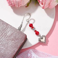 Закладки-подвески в форме сердца из сплава ко Дню святого Валентина&nbsp;AJEW-JK00270-04