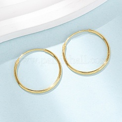 925 plata esterlina pendientes de aro huggie&nbsp;EJEW-C179-05B-G