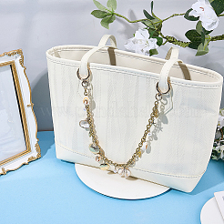 Cadenas decorativas para bolsos de acero inoxidable 304 con borlas de concha natural galvanizada y perlas de imitación de plástico ABS y aleación.&nbsp;HJEW-BM00057