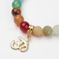 Braccialetti di stirata amazonite perline&nbsp;BJEW-P065-A-01