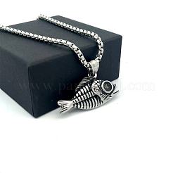 Винтажные панк-кулоны в виде рыбьей кости для мужчин из нержавеющей стали 304.&nbsp;MU8602