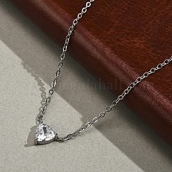 Ожерелья из нержавеющей стали 304 с треугольным кулоном из кубического циркония для женщин&nbsp;NJEW-Z064-02P
