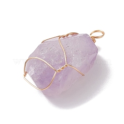 Подвески из необработанной грубой натуральной аметистовой медной проволоки&nbsp;PALLOY-JF02787-01