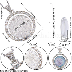 DIY Blanko Kuppel Legierung Strass Anhänger Halskette Herstellung Kits&nbsp;DIY-SP0002-73B