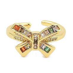 Манжеты из латуни с микро паве кубический цирконий для женщин&nbsp;RJEW-S392-07G