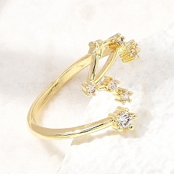 Anillos de dedo de circonita cúbica con micro pavé de latón para mujer&nbsp;CU-CBAE7DF-14G-01