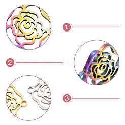 6 Stück 3 Farben 304 Edelstahl-Anschluss-Charms&nbsp;STAS-YW0011-30