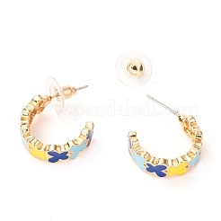 Orecchini a mezzo cerchio smaltati in lega&nbsp;EJEW-F268-02G