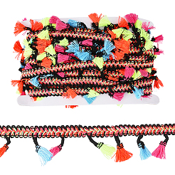 Ruban à franges tressé en polyester mille-pattes&nbsp;SRIB-CY0001-06B