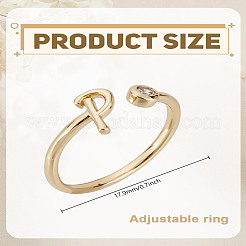 1 шт. латунные открытые кольца-манжеты с микропаве из прозрачного кубического циркония для женщин&nbsp;RJEW-LP0002-37P