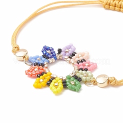 Плетеный браслет из стеклянных семечек подсолнуха&nbsp;BJEW-MZ00023