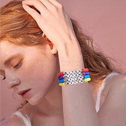 8шт 8 цвета полимерная глина Heishi Surfer стрейч браслеты набор&nbsp;BJEW-SW00084