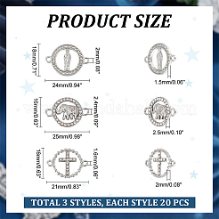 60 шт. 3 стиля подвески-соединители из сплава с кристаллами и стразами&nbsp;FIND-HY0002-57