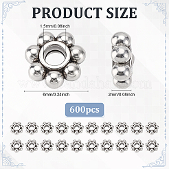 600 шт. бусины-разделители из сплава в тибетском стиле в виде ромашек&nbsp;TIBEB-PH0005-43