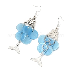Pendientes colgantes de acero inoxidable 304 con forma de concha natural&nbsp;EJEW-JE07535