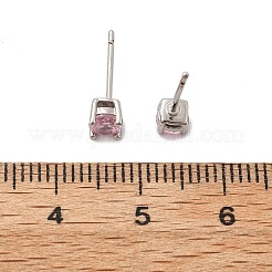 Плоские круглые серьги-гвоздики из латуни с паве из кубического циркония для женщин&nbsp;EJEW-G428-29C-03