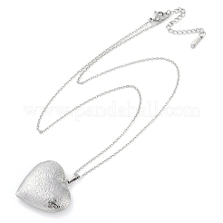 Антикоррозийные ожерелья из нержавеющей стали 304 в форме сердца с подвеской-медальоном из кабеля и цепи для женщин&nbsp;LS-NJEW-M050-04C-P