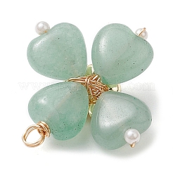 Pendentifs en perles d'hématite synthétique enveloppées de fil de cuivre et de jade de Malaisie&nbsp;PALLOY-JF02947-02