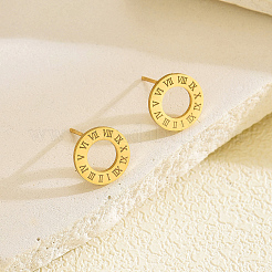 Серьги-гвоздики из нержавеющей стали с римскими цифрами в стиле ретро&nbsp;ZQ6109