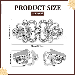 4 шт. зажимы для кардигана из цветочного сплава и стекла&nbsp;AJEW-PH0006-66AS
