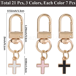 21 шт. 3-цветный крест из сплава с эмалью&nbsp;HJEW-CP00002