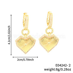 Элегантные латунные серьги-кольца в форме сердца с прозрачным кубическим цирконием&nbsp;QB5366-2