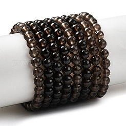 Природные дымчатый кварц бисер пряди круглые&nbsp;G-E329-4mm-38