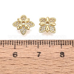 Tappi di perline in zirconia cubica trasparente micro pavé in ottone&nbsp;KK-Q071-09G-02