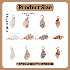 100 pièces 4 styles pendentifs en coquillage naturel&nbsp;PALLOY-NB00010