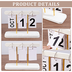 Calendrier de bureau à feuillets avec base rectangulaire en bois et fer&nbsp;AJEW-WH0481-686