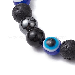 Bracelets extensibles en perles de pierres précieuses rondes&nbsp;BJEW-JB11005-01