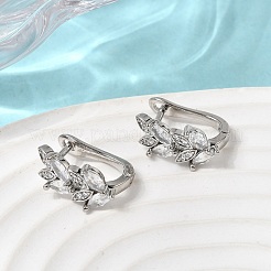 Серьги-кольца из латуни с микропаве из прозрачных кубических цирконий&nbsp;EJEW-H180-29P